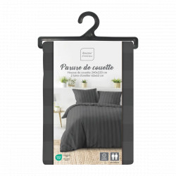 PARURE HOUSSE DE COUETTE 2 PERSONNES 240X220CM GRIS ANTHRACITE