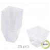 SET DE 25 VERRINES EN PLASTIQUE REUTILISABLE CARRE 60ML TRANSPARENT