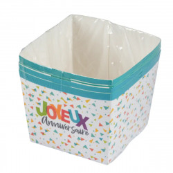 SET DE 4 BOITES A SNACK DECOREES EN CARTON H7CM HAPPY CONFETTIS