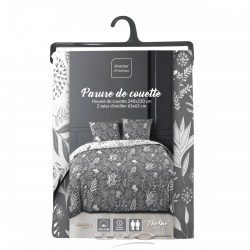 PARURE HOUSSE DE COUETTE 2 PERSONNES 240X220CM IMPRIME ALLOVER SUZANNE ANTHRACITE
