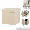 POUF DE RANGEMENT PLIABLE BEIGE 38XH38CM