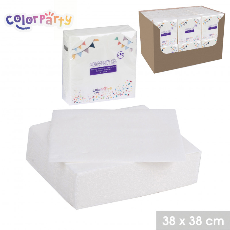 SERVIETTE EN PAPIER X30PCS BLANC 38X38CM