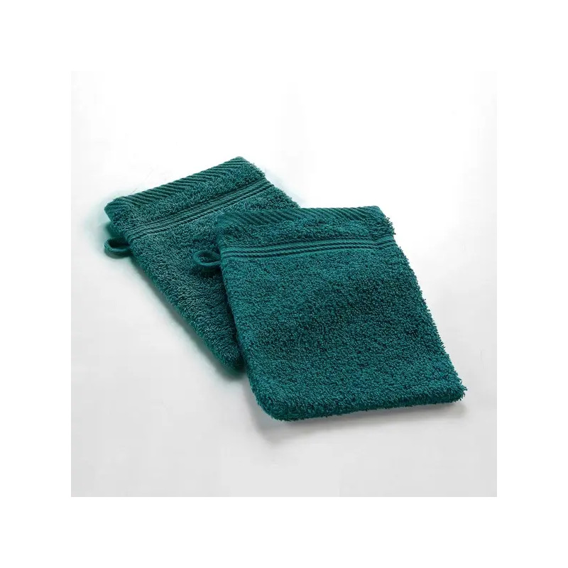 2 GANTS DE TOILETTE 15 X 21 CM VERT EMERAUDE