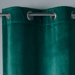 RIDEAU VELOURS A OEILLETS 140X240CM VERT PETROLE