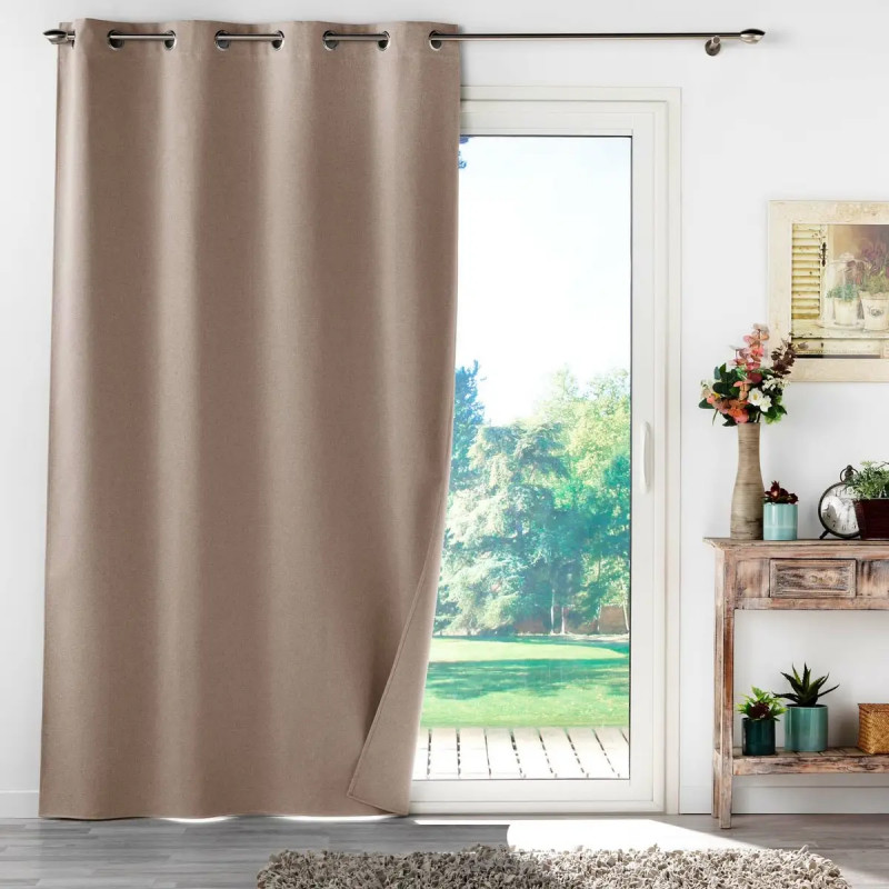 RIDEAU OCCULTANT A OEILLETS 135X260CM NOISETTE