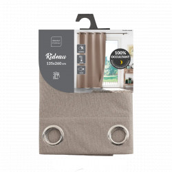 RIDEAU OCCULTANT A OEILLETS 135X260CM NOISETTE