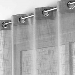 VOILAGE A OEILLETS 140X240CM EFFET LIN TISSE GRIS